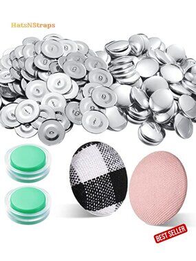 100 Sets DIY Cover Buttons Kit with Tools, Size 1.1 Inch, Aluminum Wire Backs
